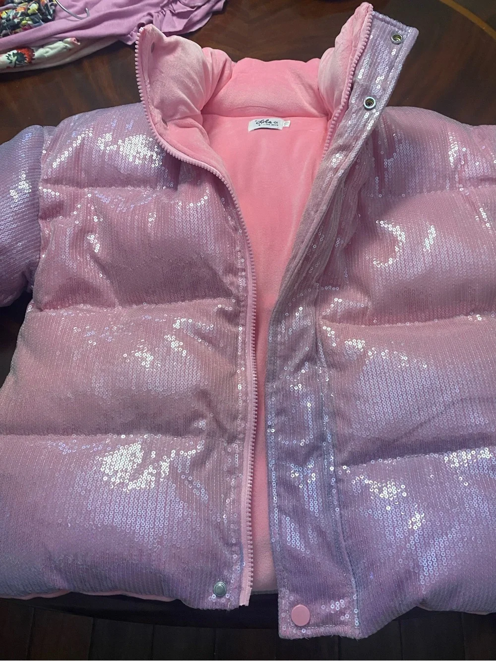 Lola + The Boys Cotton Candy Shimmer Puffer NWOT